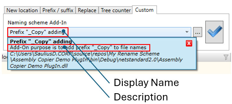 Add-On Display Name and definition