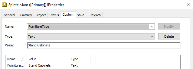Custom iProperty Furniture Type